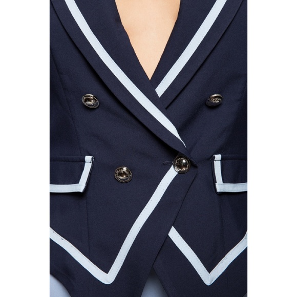 LAST 1! Blue Double Breasted Blazer Jacket - Picture 3 of 4